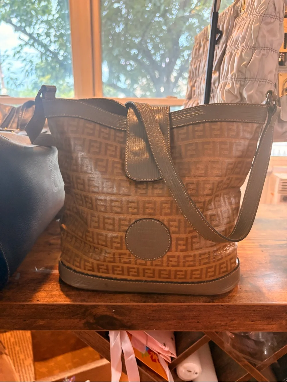 Fendi Tan Logo Monogram Crossbody Bag